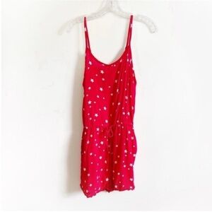 Levi’s romper red white star print shorts lace tie waist